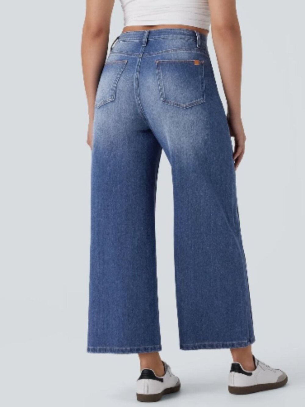 Halara Wide Leg Pull On Jean XL High Waisted Relaxed Fit Baggy Blue Denim Casual - Picture 2 of 10